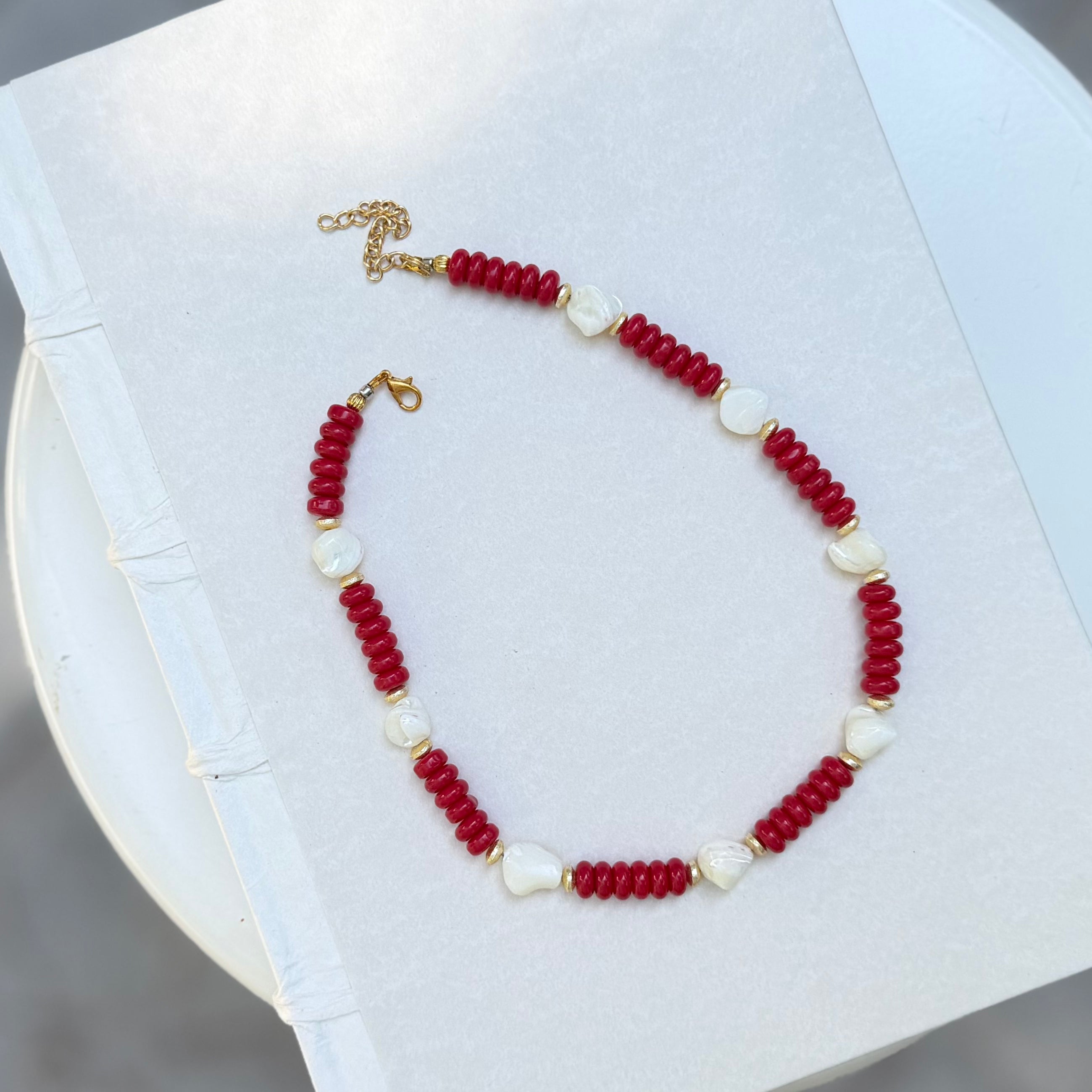 red beaded necklace