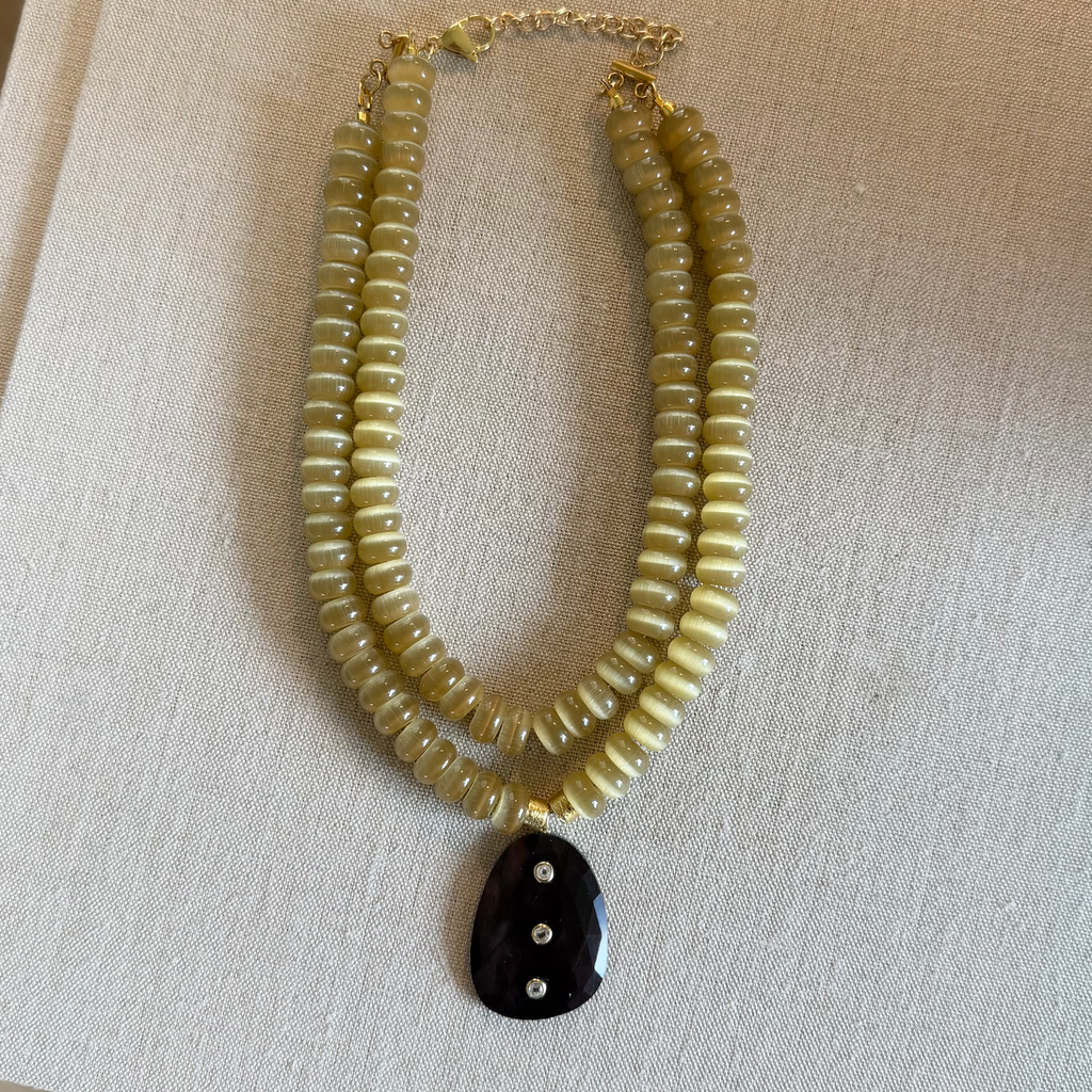 Olive Charm Dual Strand Necklace