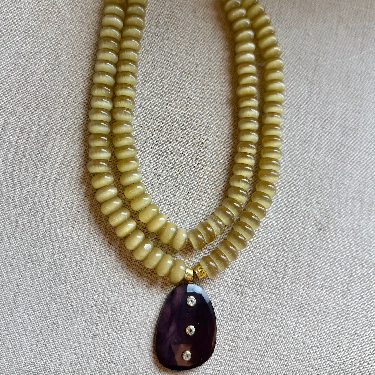 Olive Charm Dual Strand Necklace